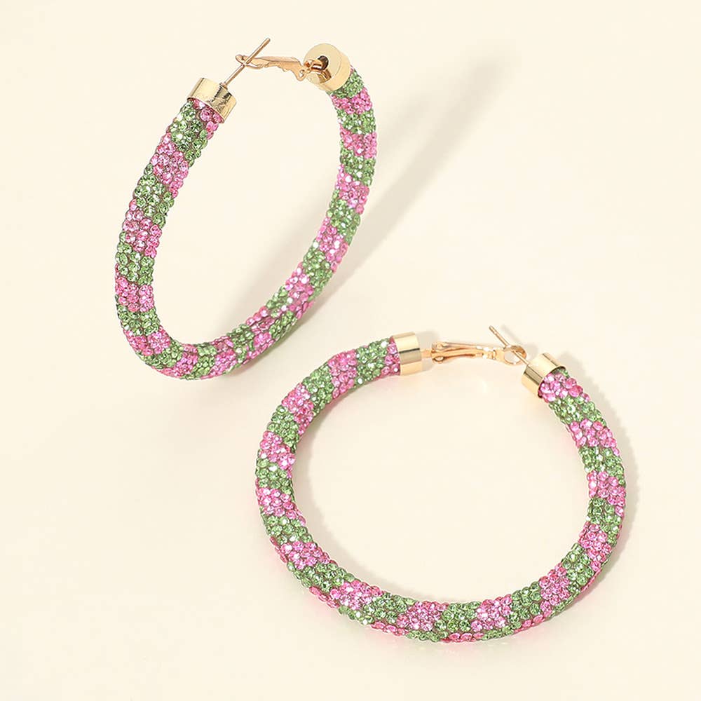 Rhinestone Pave Hoop Earrings
: CL