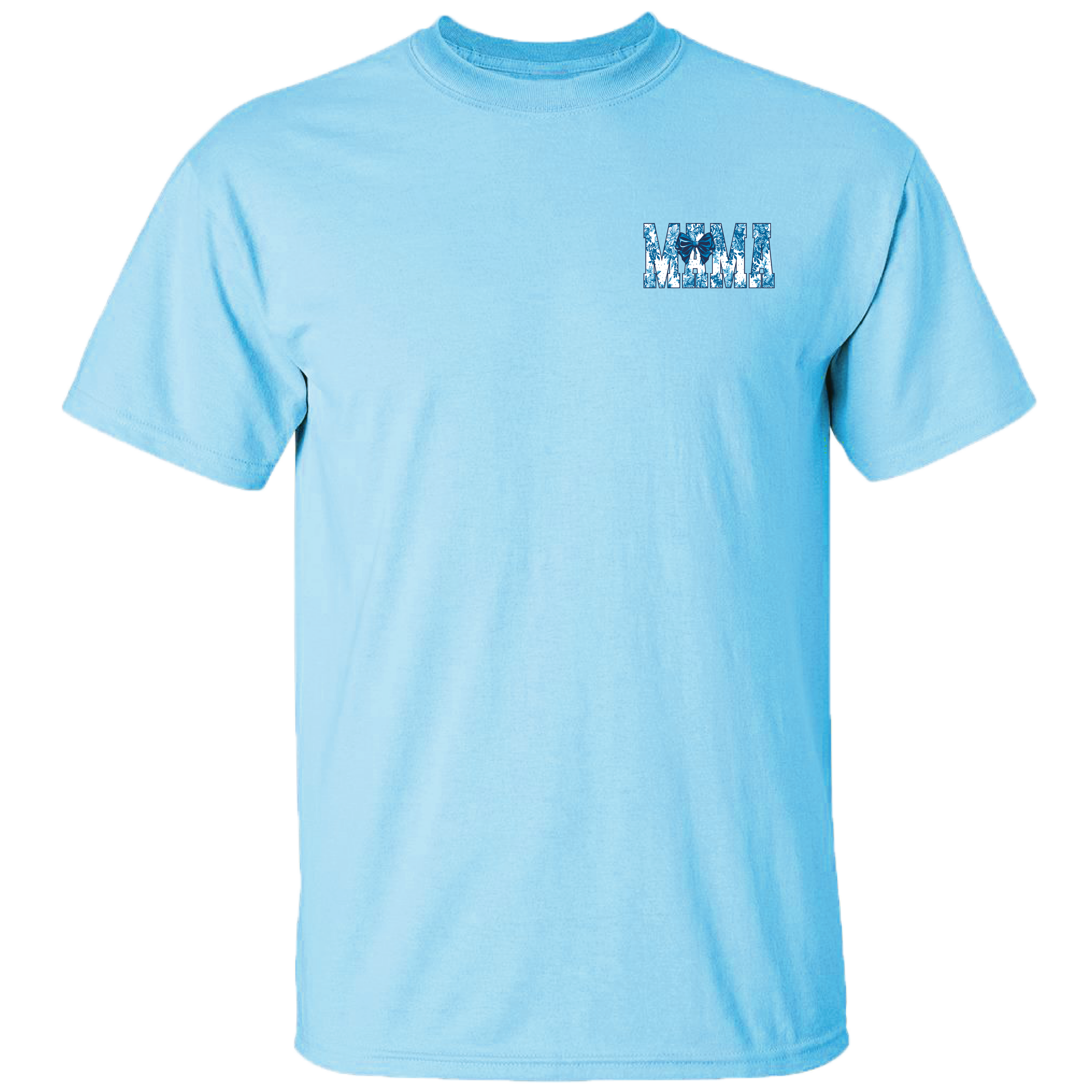 2733 Mama Toile Preppy Bow Mom, Mother  Graphic Tee : Sky Blue / Adult Medium