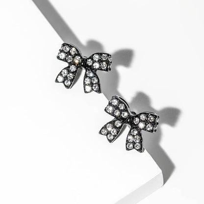 Crystal Rhinestone Bow Stud Earrings: Lt Col Topaz