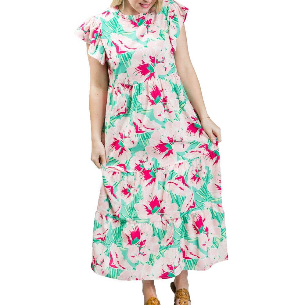 Laura Dress- Green and White Octagon / Medium