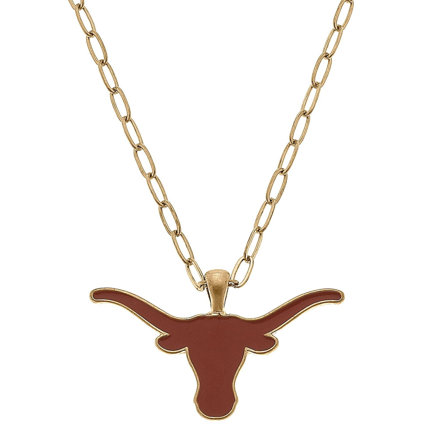 Texas Longhorns Enamel Pendant Necklace in Burnt Orange by Canvas Style