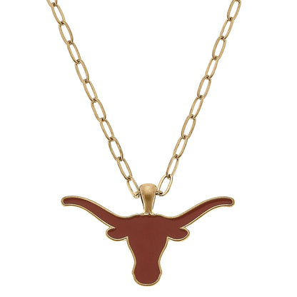 Texas Longhorns Enamel Pendant Necklace in Burnt Orange by Canvas Style