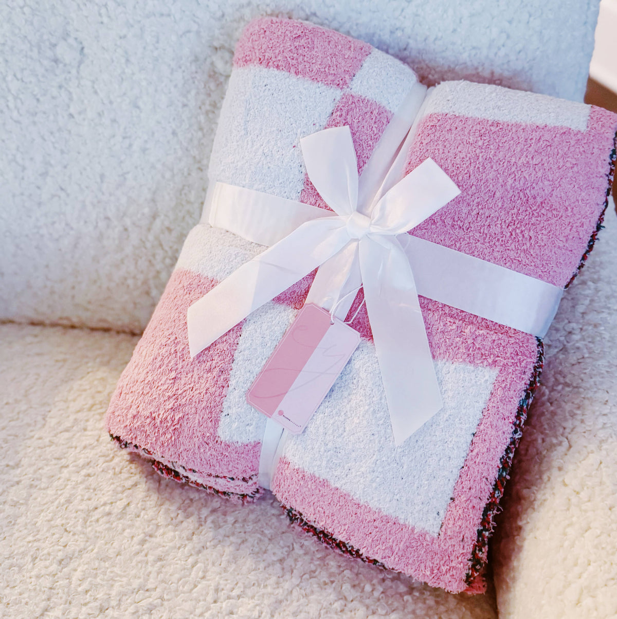 Cherry Bow Check Blanket – Soft &amp; Sweet Throw