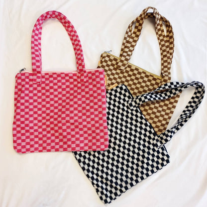 Check Yourself Zipped Tote Bag: Black