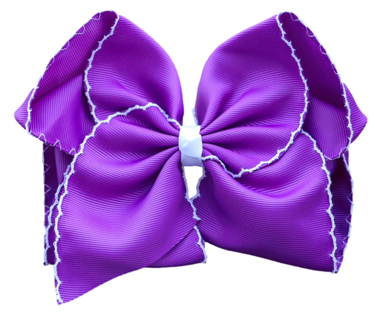 Purple Moon Stitch Hair Bow  : Nylon Headband / 5 inch