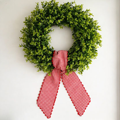 Plaid Scalloped Door Wreath Sash Holidays Entryway Decor : Plaid RED