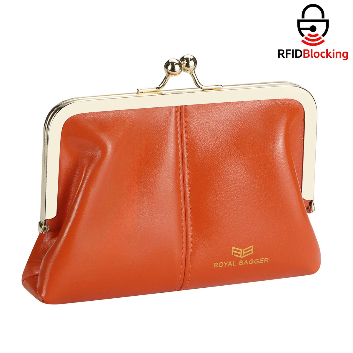 4120 Leather RFID Kiss-Lock Wallet: Black