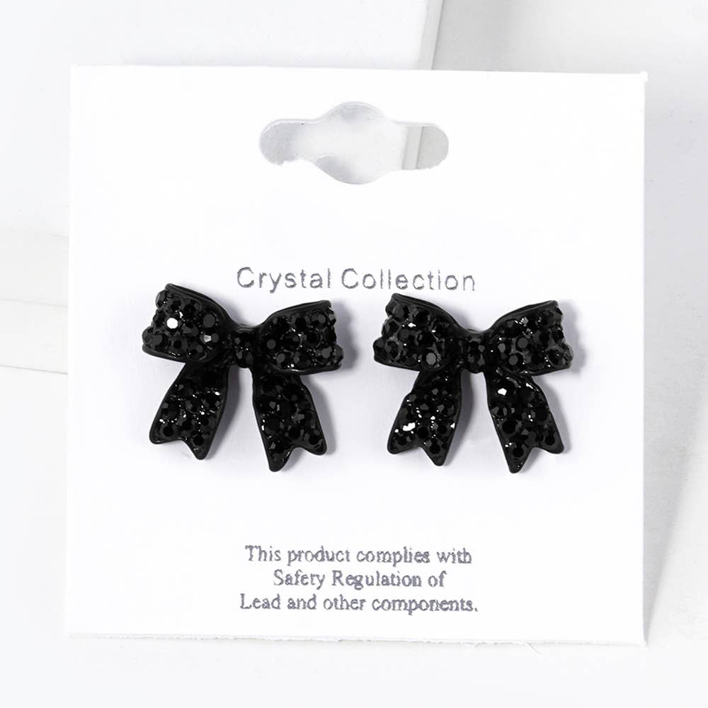 Crystal Rhinestone Pave Bow Stud Earrings
: Topaz