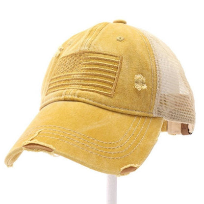 Monochrome USA Embroidered High Pony CC Ball Cap BT926: Mustard