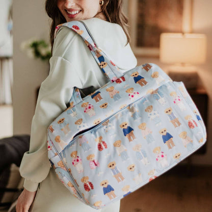 Teddy Bears Duffle Weekender Bag: Light Blue KATYDID