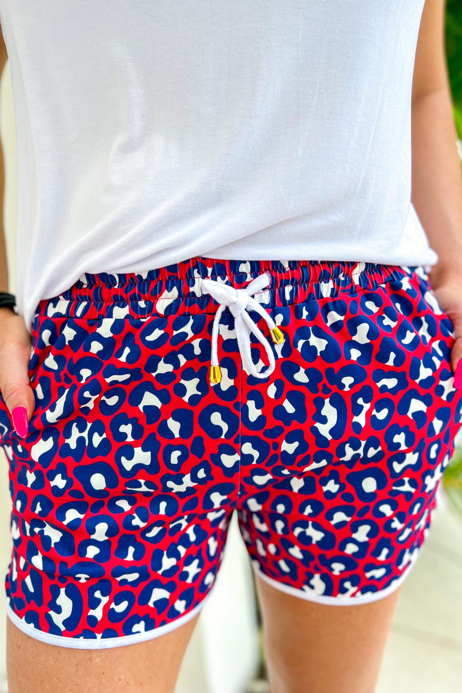 Party In The USA Drawstring Everyday Shorts by Jess Lea: Red, White, and Blue