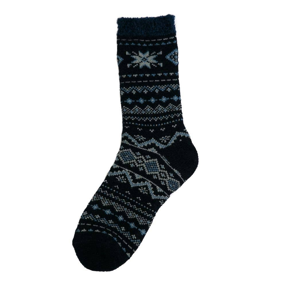 Olga Slipper Socks - Navy and Blue