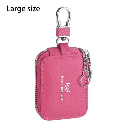 3901 Leather Earphone Pouch with Keychain: Black