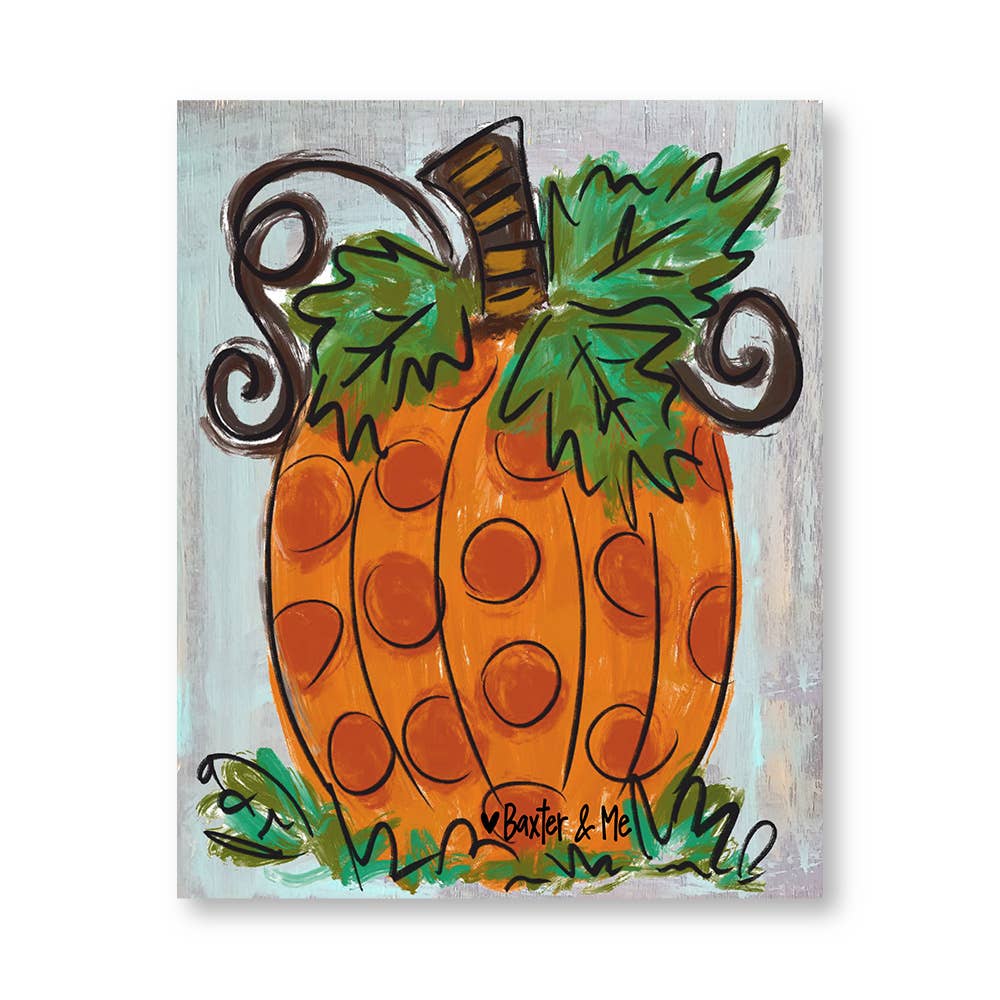 Polka Dot Pumpkin - Wrapped Canvas: 12” x 12”