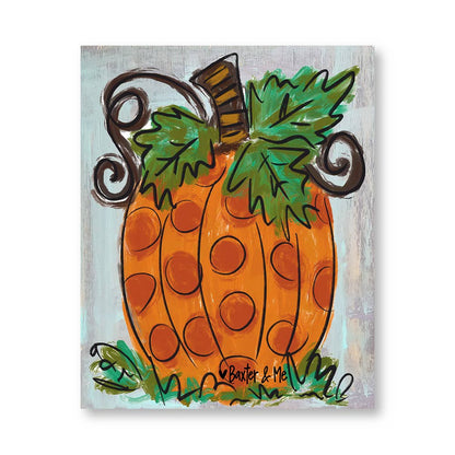 Polka Dot Pumpkin - Wrapped Canvas: 12” x 12”