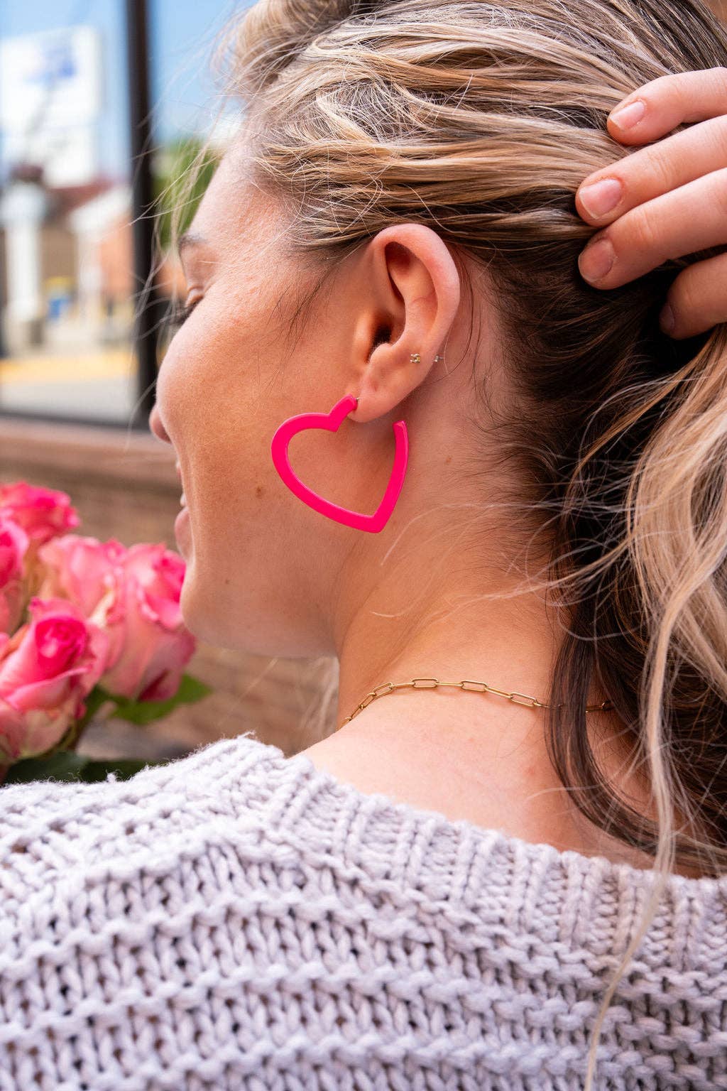 Heart Hoops - Ultra Pink // Jewelry, Earrings, Valentine&