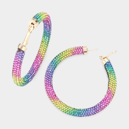 Rhinestone Pave Hoop Earrings
: CL