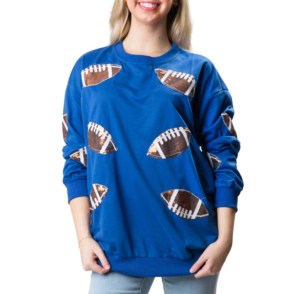Football Pullover w Sequins  White with Sequins Football / SM