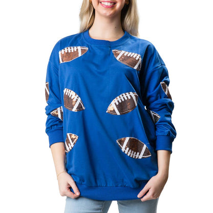 Football Pullover w Sequins  White with Sequins Football / SM