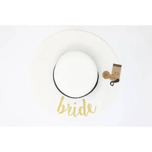Bride Sun Hat ST2017: White/Metallic Gold Lettering