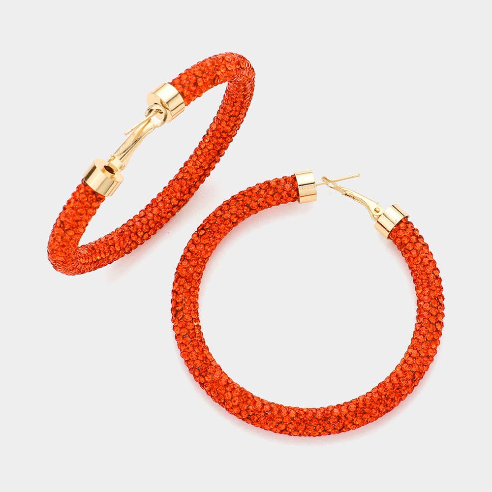 Rhinestone Pave Hoop Earrings
: CL