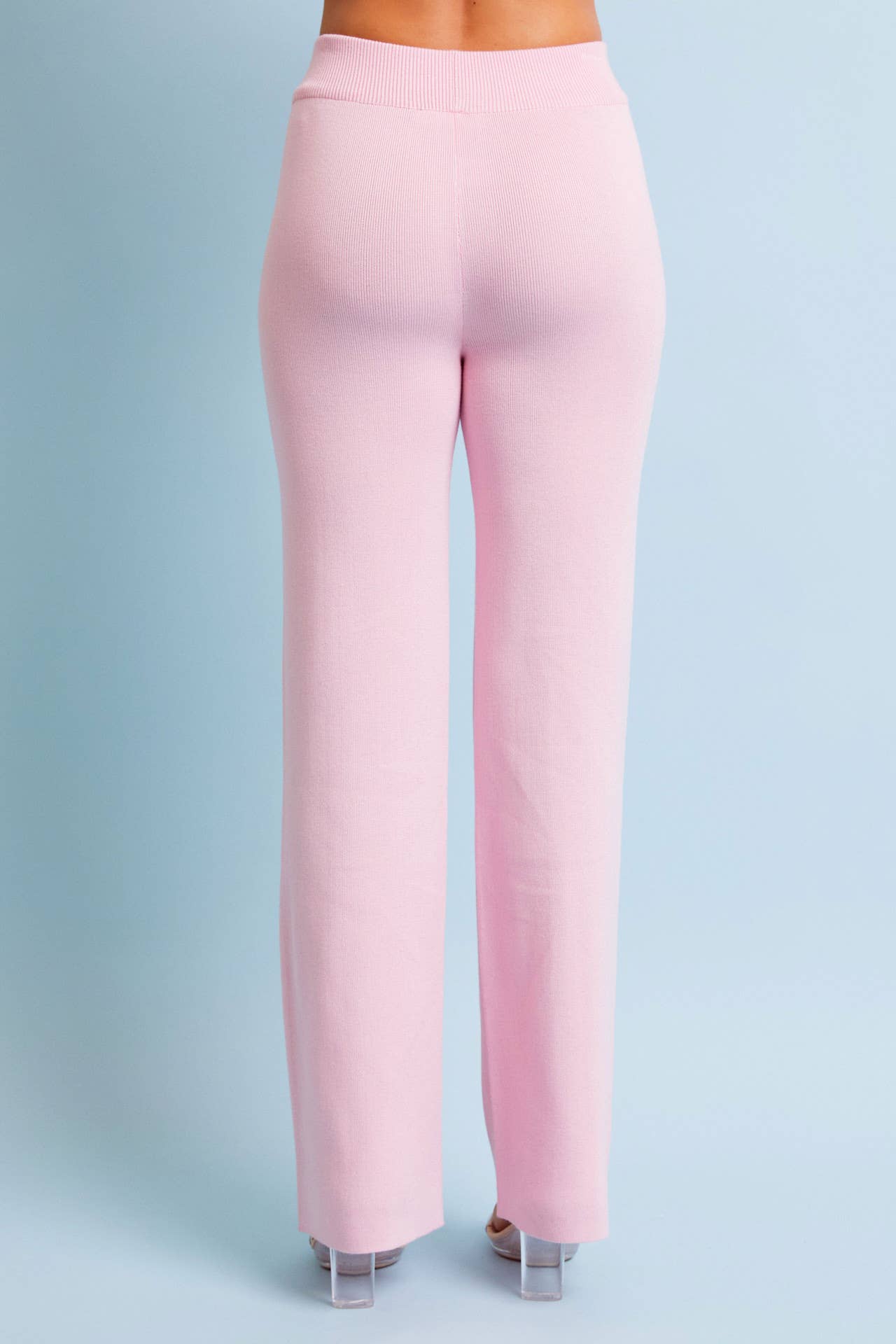 Knit Button Down Cardigan &amp; Pants Set: LIGHT PINK / S