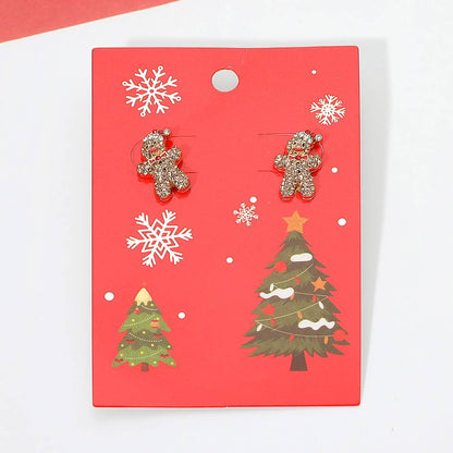 Rhinestone Pave Gingerbread Man Stud Earrings