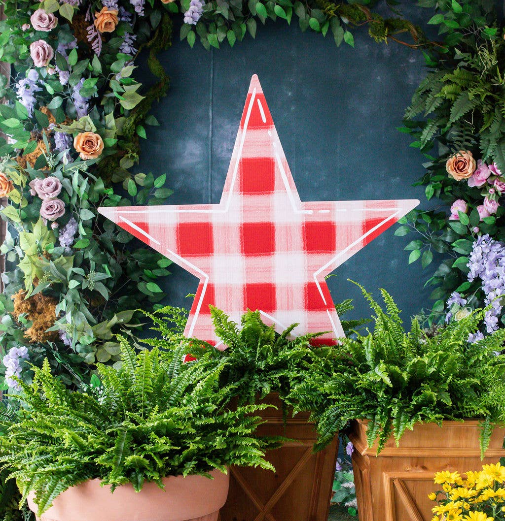 Gingham Star Garden Stake Extra Large Red