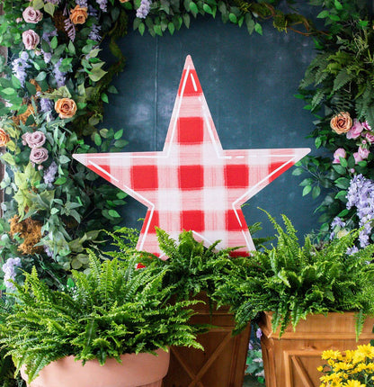 Gingham Star Garden Stake Extra Large Red