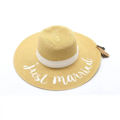 Just Married Sun Hat ST2017: Natural/White Lettering