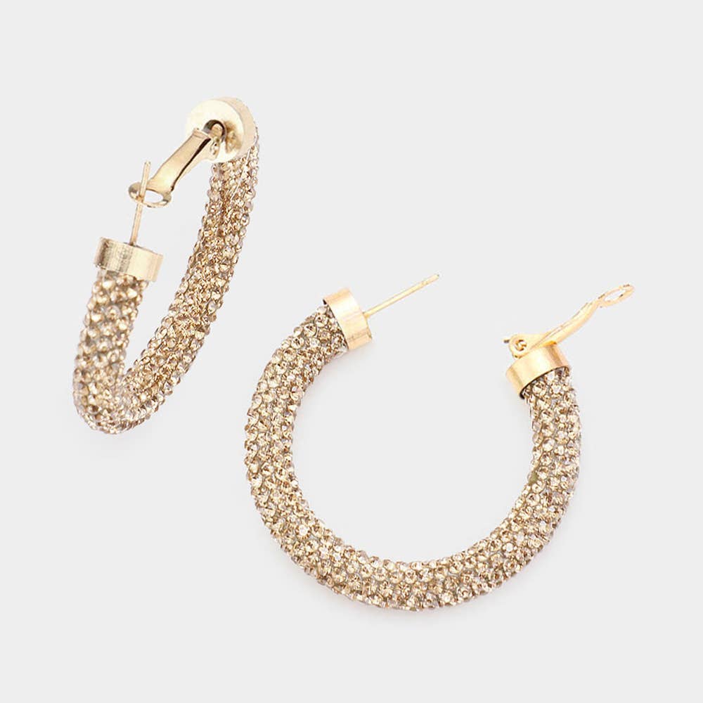 Rhinestone Pave Hoop Earrings
: Blmt