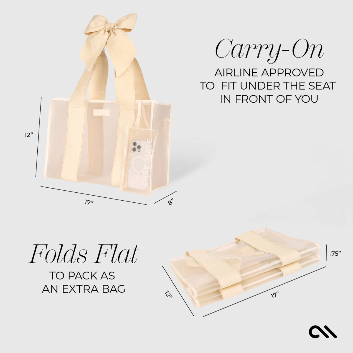 Case-Mate Ecru Raffia Bow Jelly Tote Bag