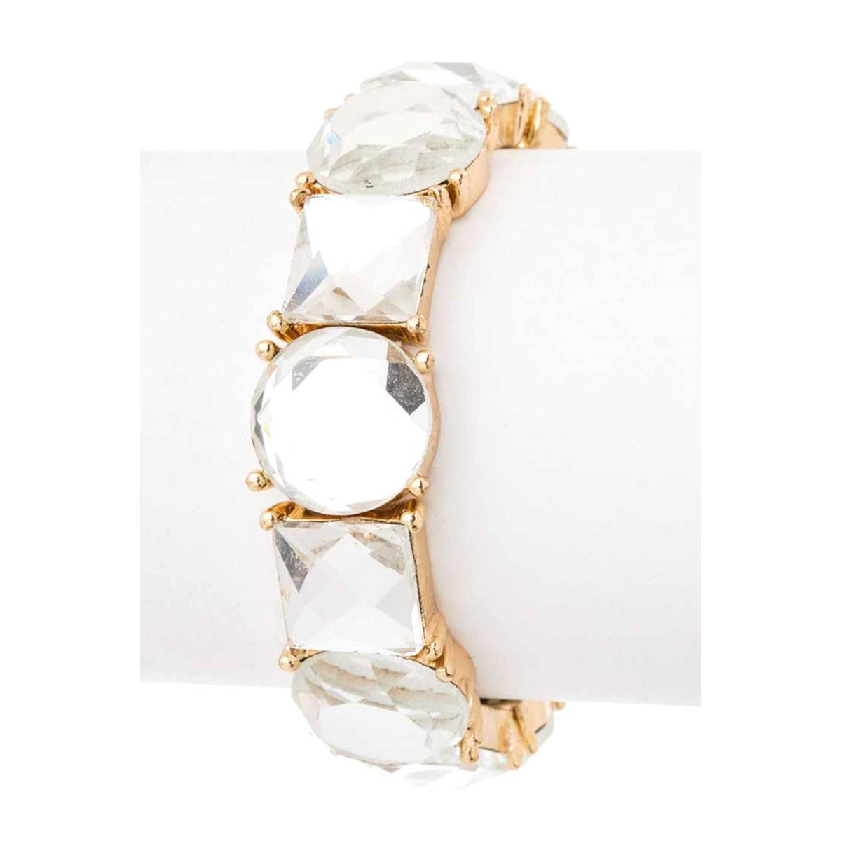 Lucite Stretch Bracelet: Gold/Clear