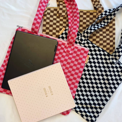 Check Yourself Zipped Tote Bag: Pink