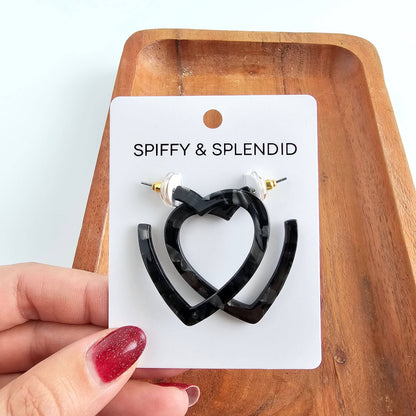 Heart Hoops - Black // Valentine&