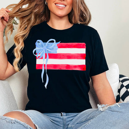 Coquette American Flag July 4th Graphic Shirt |Comfort Color: White / Large