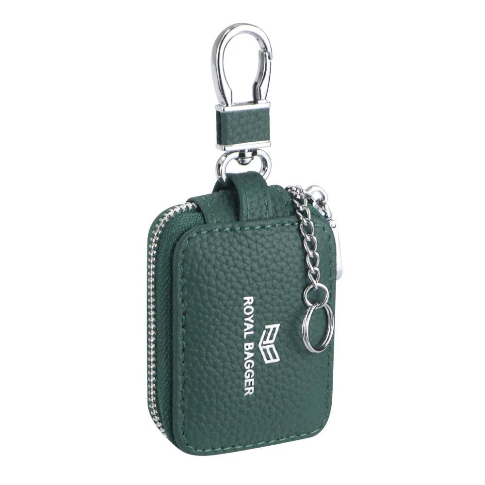 2901 Leather Earphone Pouch with Keychain: Light Grey