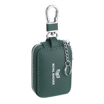 2901 Leather Earphone Pouch with Keychain: Light Grey