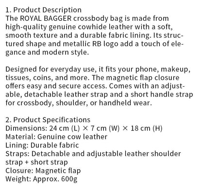 Real Leather Crossbody Box Bag: Brown