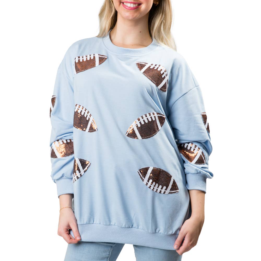 Football Pullover w Sequins -Red with Football / SM