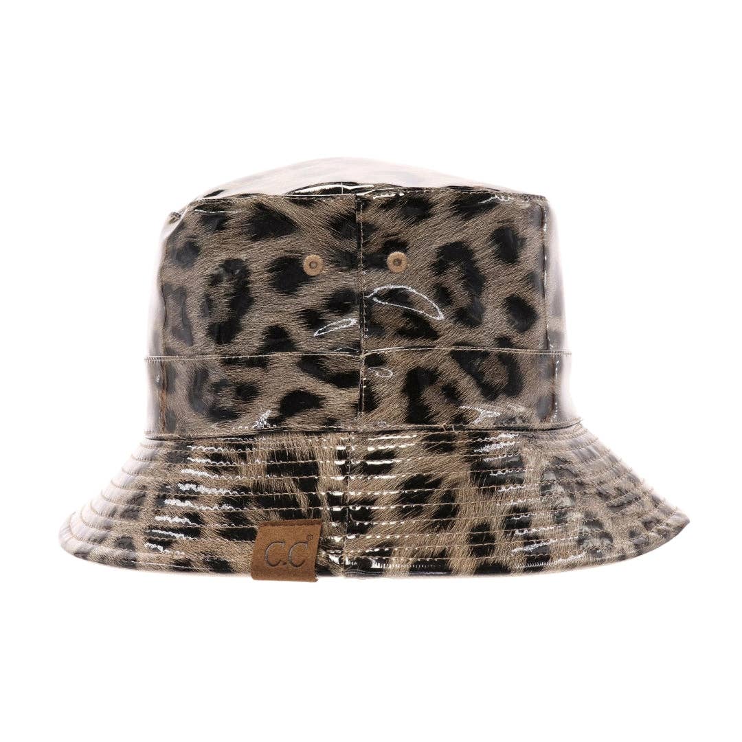 Leopard Reversible Rain Bucket Hat BK: Dark Beige