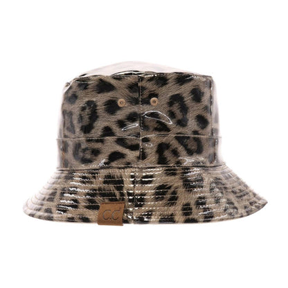 Leopard Reversible Rain Bucket Hat BK: Dark Beige