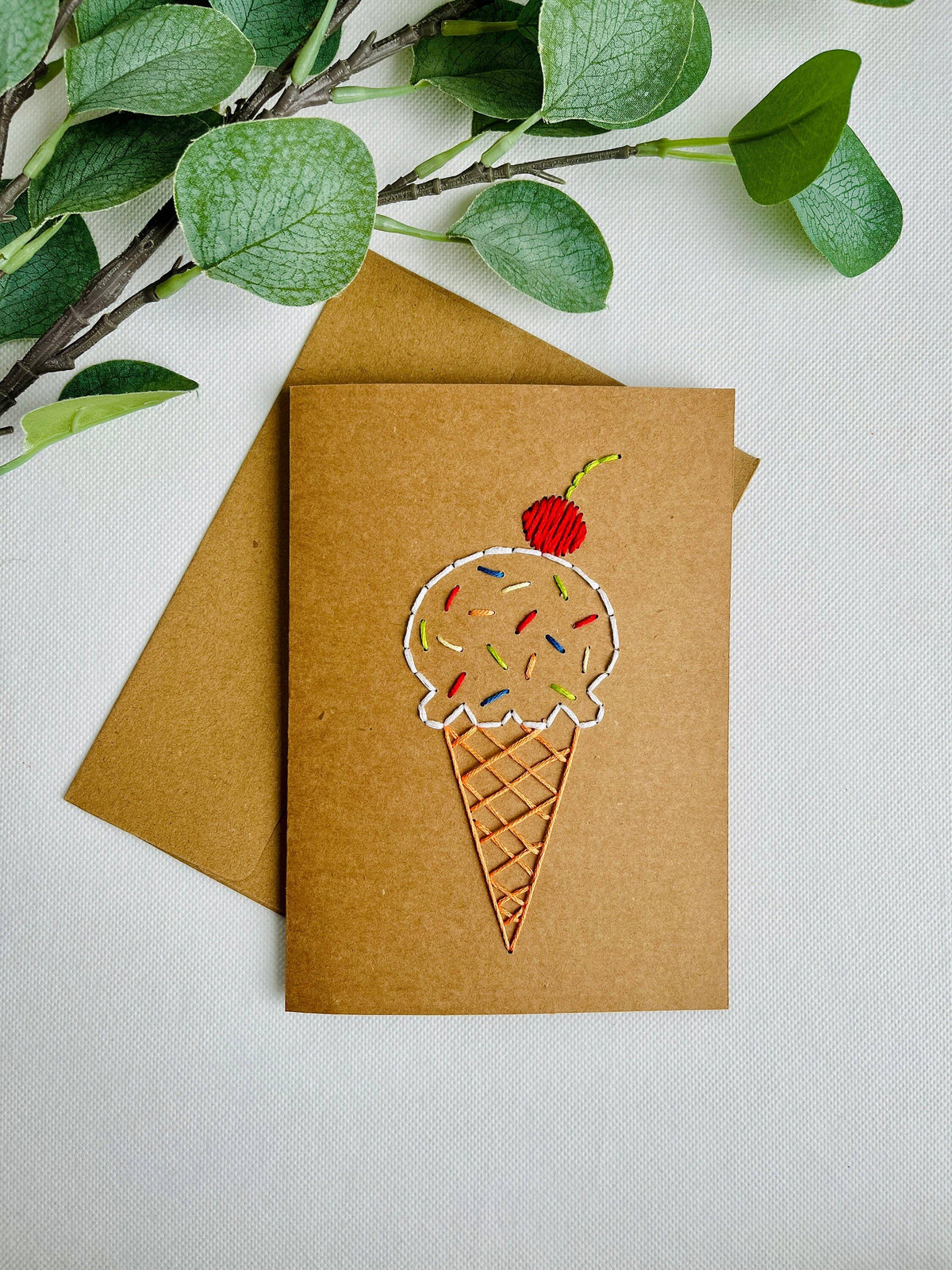 DIY Ice Cream Cone Embroidery Card Kit for Beginners
