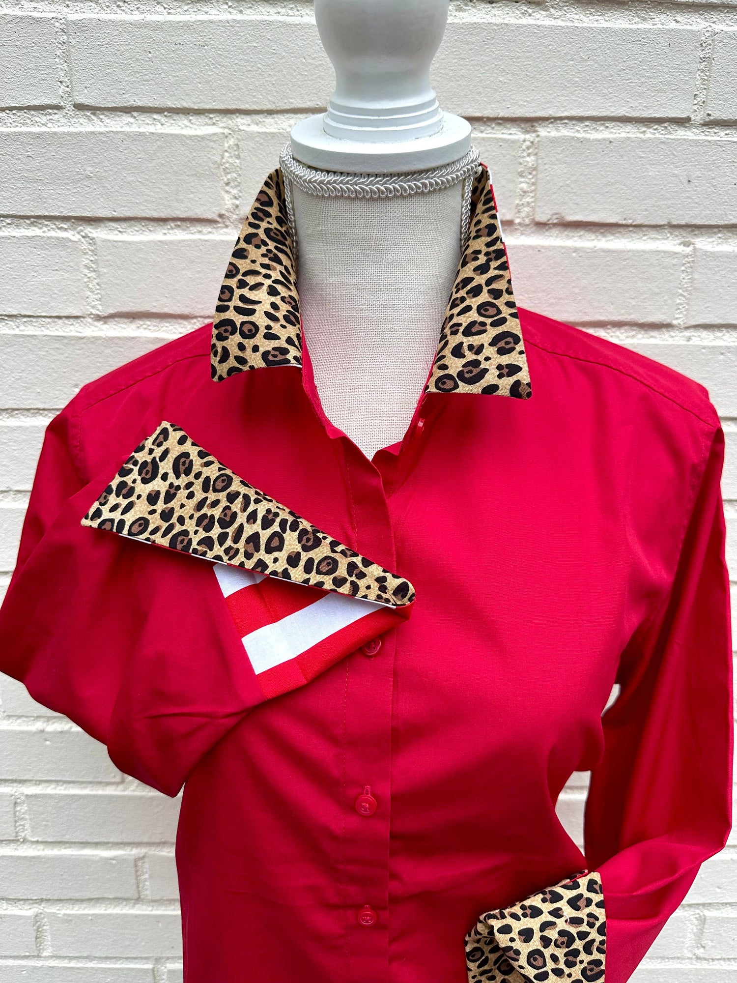 Elizabeth 3/4 Sleeve - Red w Cheetah &amp; Stripe: Red w Cheetah &amp; Stripe