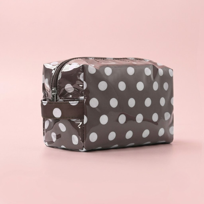 Vibrant Jelly Makeup Pouch: Black &amp; White Polka Dots