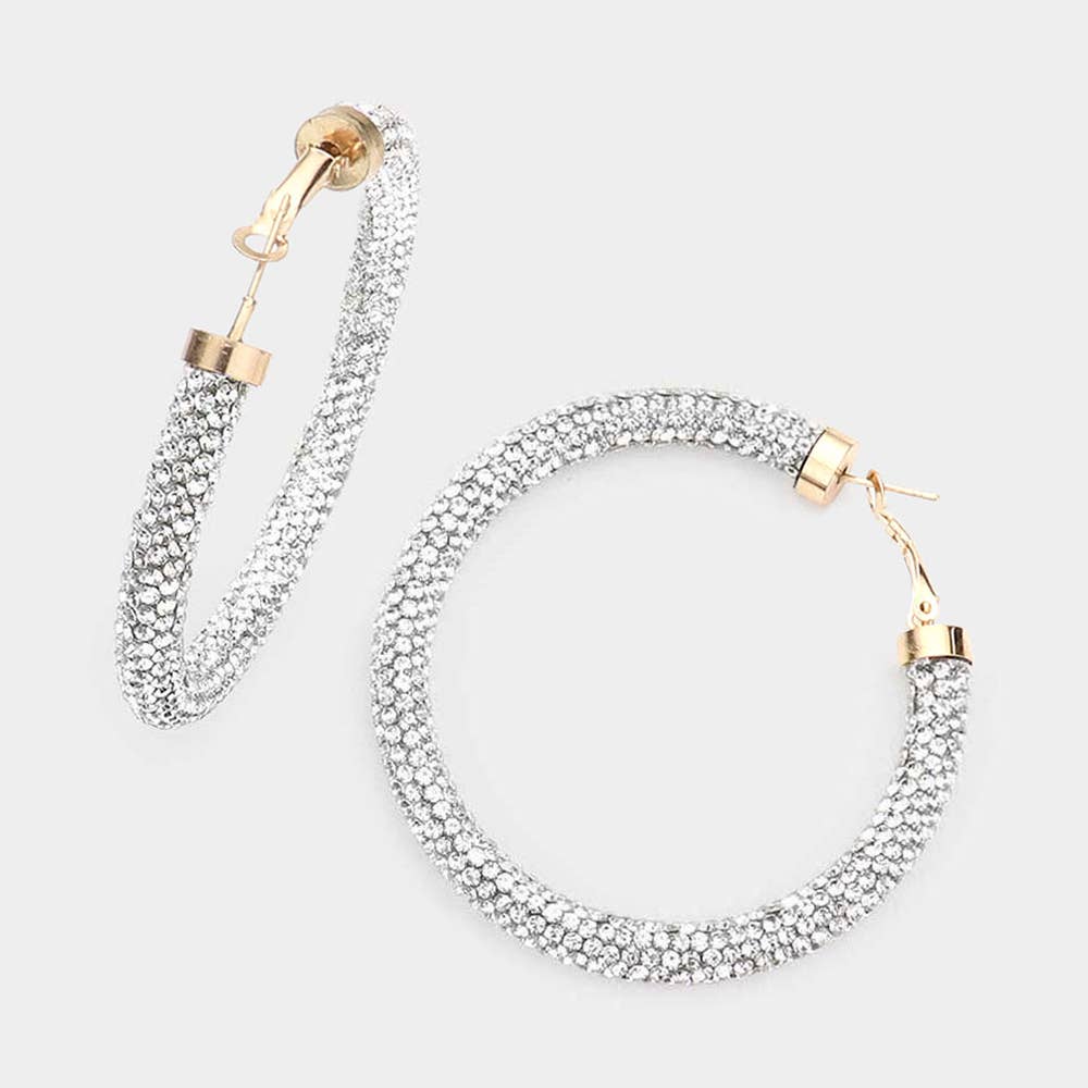 Rhinestone Pave Hoop Earrings
: NV