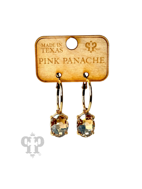 Oval rhinestone earring E103: Blue