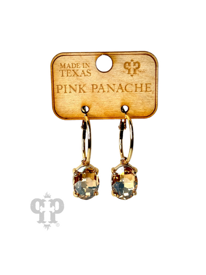 Oval rhinestone earring E103: Blue