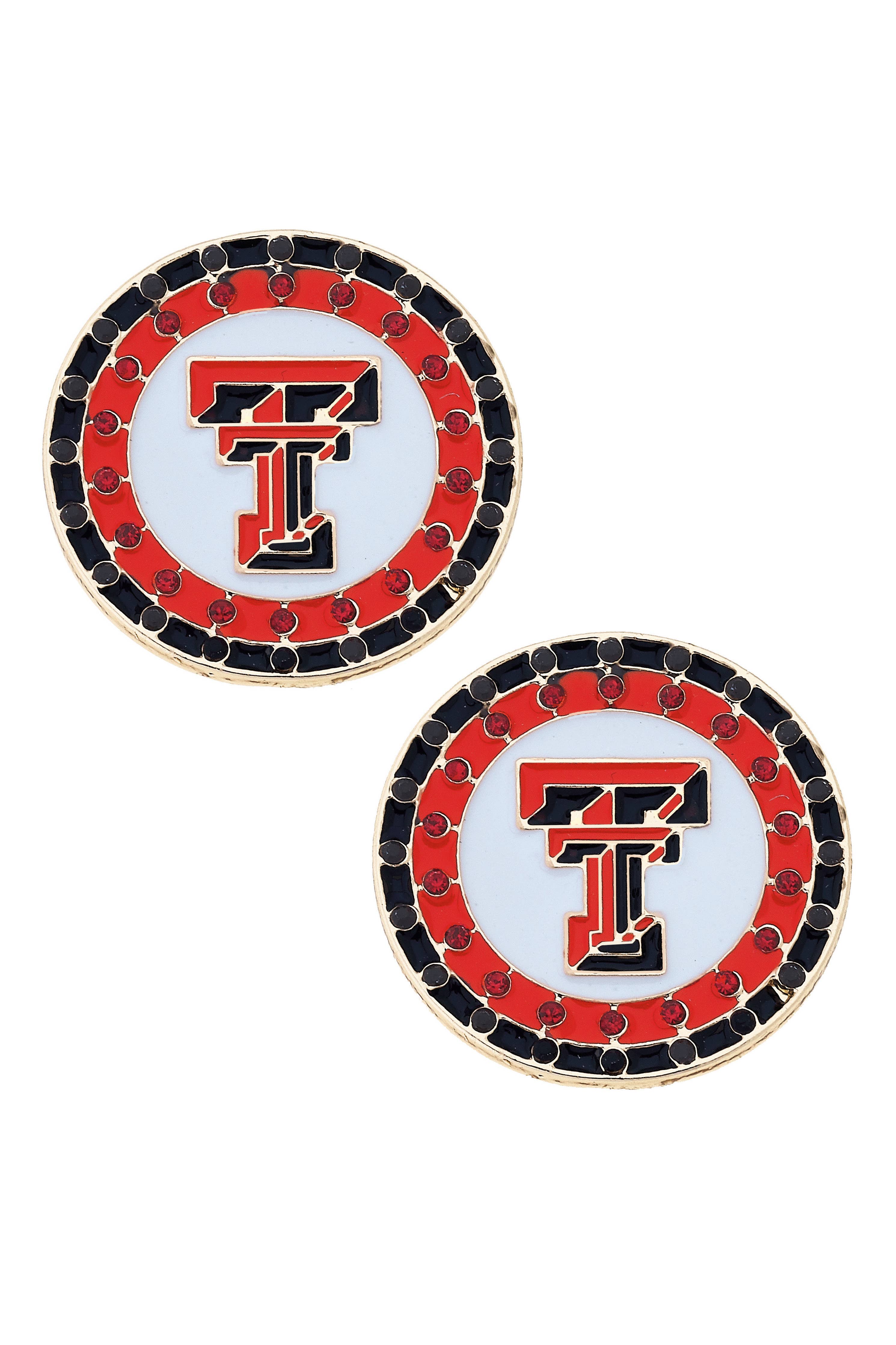 Texas Tech Red Raiders Pave Disc Stud Earrings