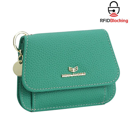 2443 Leather RFID Keychain Wallet: Black